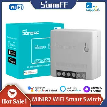 SONOFF MINIR2 wi-Fi Smart Switch DIY em Casa Smart 2 Forma de Controle Timer EWelink Controle Remoto Funciona com Alexa Inicial do Google Alice