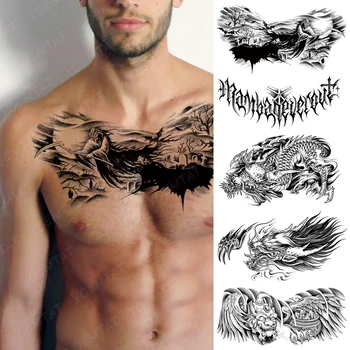 Tatuagem No Peito Adesivos Fantasma Do Rei Morcego Grave Lua Impermeável Temporária Falso Tato Grande Cintura Ombro Sexy Corpo Arte Para Homens Mulheres