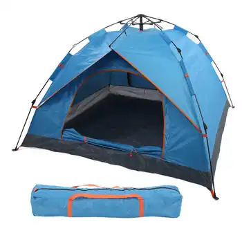 Tenda de campismo de 3 para 4 Pessoa Duplo Camadas Impermeáveis da Proteção UV Permeável Abrigo Barraca Acampando ao ar livre do Piquenique Tenda