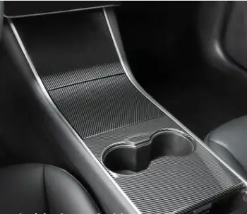 Tesla Model 3 2019-2020 Acessórios Carro Painel de Controle Central de Proteção Grão de Madeira de Fibra de Carbono ABS