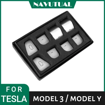 Todo o Carro Liga de Alumínio de Adesivos Para o Tesla Model 3 Y 2022 maçaneta da Porta do Centro de Janela de Controlo de Botão no Volante Decalques 11 PCS