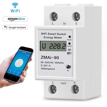 Tuya Smart wi-Fi Medidor de Energia monofásico Digital Medidor de KWH/Medidor de Watt/Smart wi-Fi Pré-pago de Energia Elétrica Medidor de