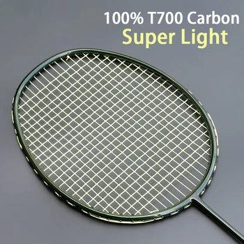 Ultarlight Tecido Completa T700 de Fibra de Carbono Raquete de Badminton Enfiadas Max 32LBS Libras Profissional de Raquete, Com Cadeias de Saco de Padel