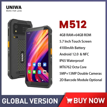 UNIWA M512 5.7 Telefone Polegadas 4GB de RAM+64GB ROM Octa-Core Celular IP65 Câmera Traseira de 13MP 4100mAh Bateria do Android 12.0 Smartphone NFC