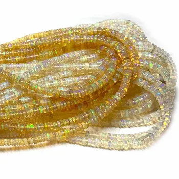 Veemake Branco Amarelo Fogo Opala Rondelle Esferas de Design de Jóias de Tomada de Pedras Naturais de Cristal DIY Colar Braceletes Brincos